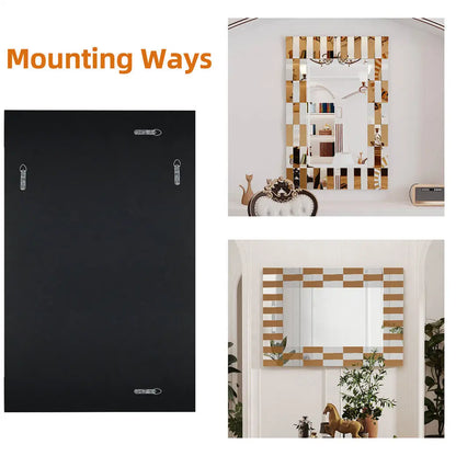 Large Two-Tone Rectangular Wall Mirror (Silver & Bronze Glass)