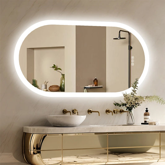 Modern Oval Backlit LED Bathroom Mirror (Anti-Fog)