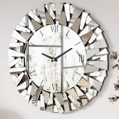 Large Sunburst Mirrored Wall Clock