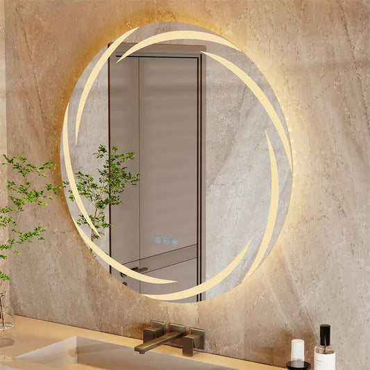 Round LED Bathroom Mirror with Anti-Fog & Dimmable Light